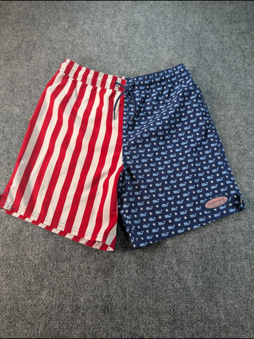 Vineyard Vines Boy's Red & Navy Two-Panel Swim Shorts
